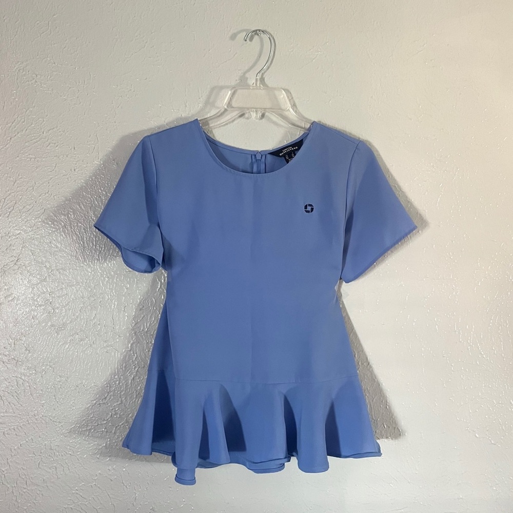 Lands End Chase Bank Ruffle Hem Blouse